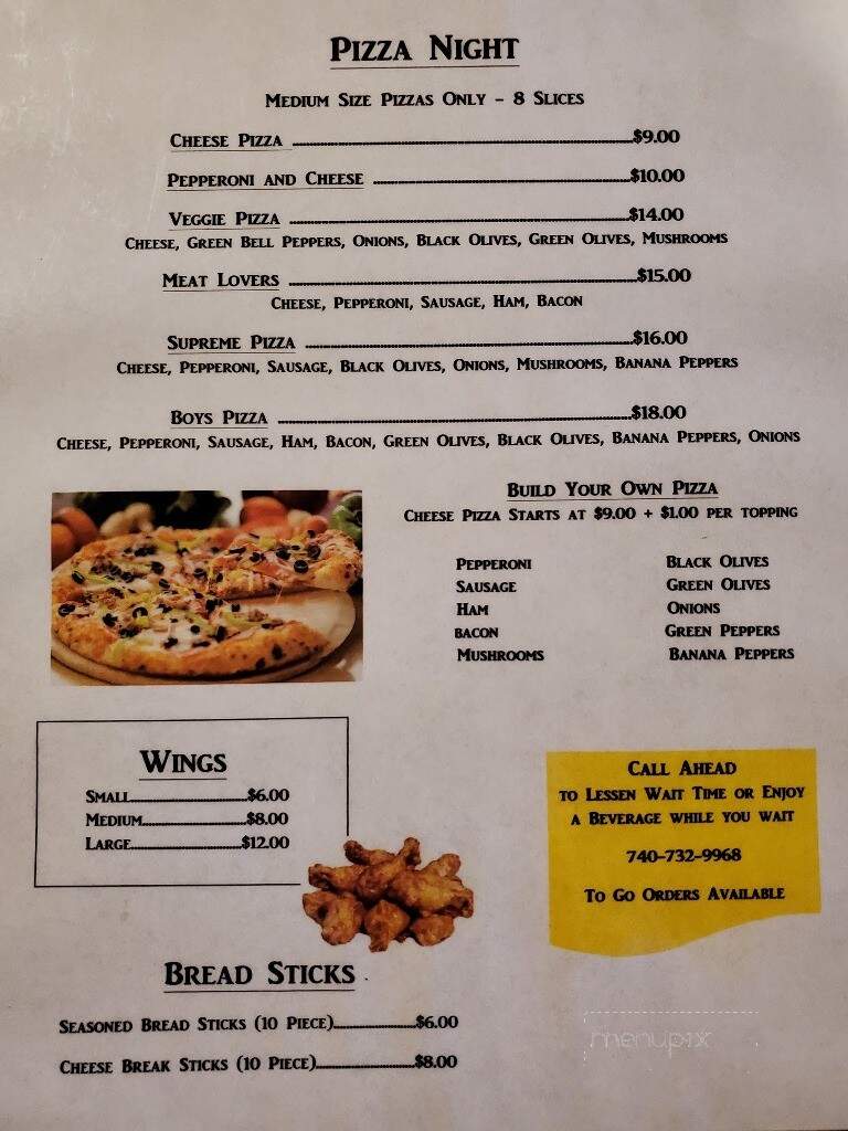 Oasis Bar And Grill - Belle Valley, OH menu_pic