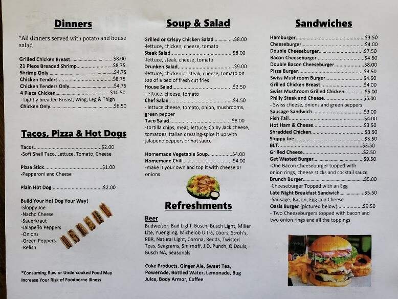 Oasis Bar And Grill - Belle Valley, OH menu_pic