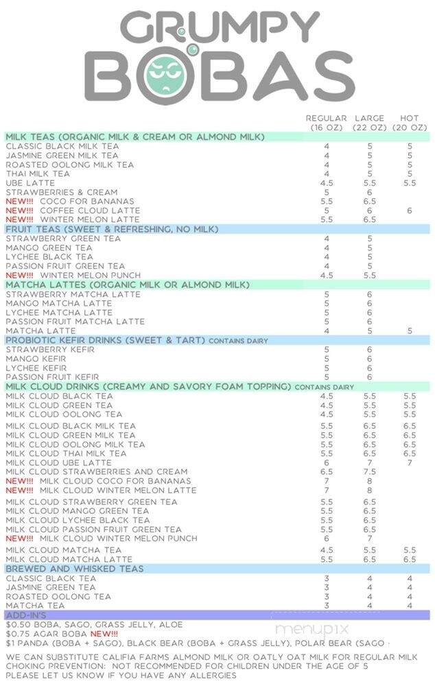 Grumpy Bobas - Somerville, NJ menu_pic