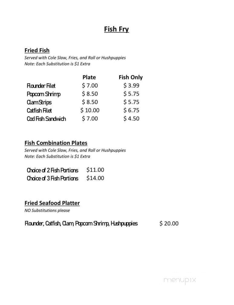 Six Mile Cafe - Pickens, SC menu_pic