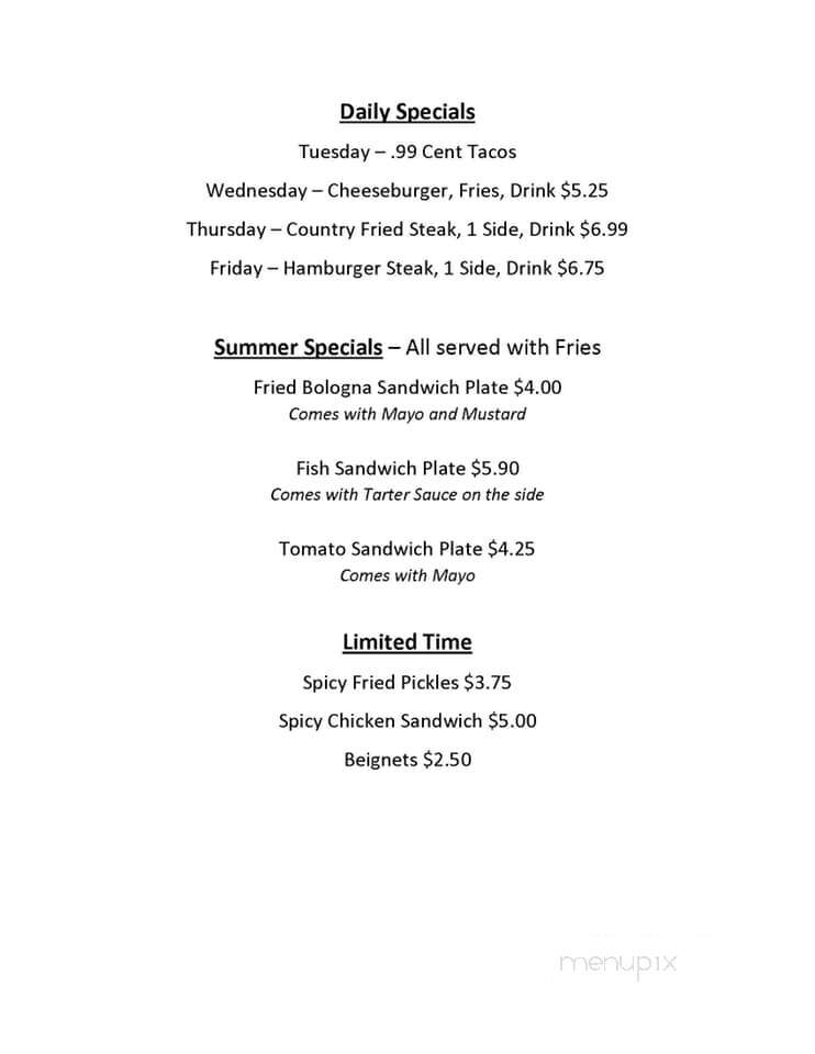 Six Mile Cafe - Pickens, SC menu_pic