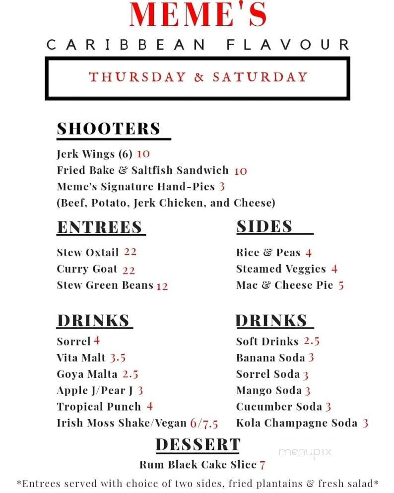 Meme's Caribbean Flavour - Rogers, AR menu_pic