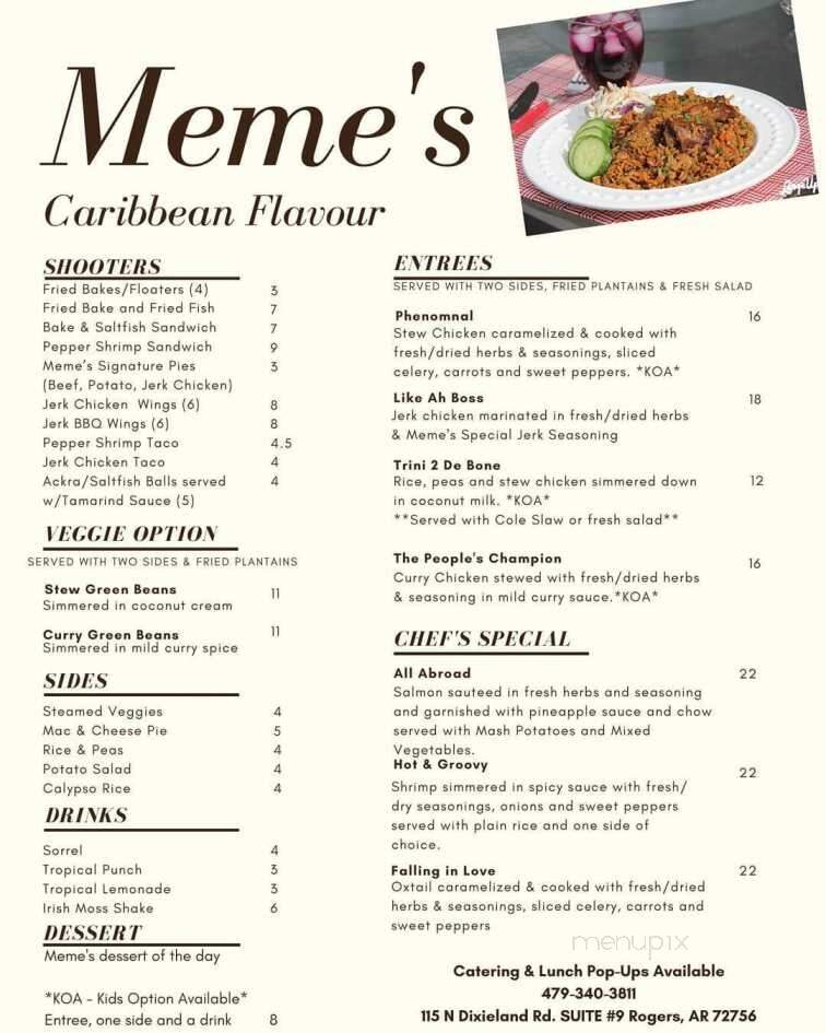 Meme's Caribbean Flavour - Rogers, AR menu_pic