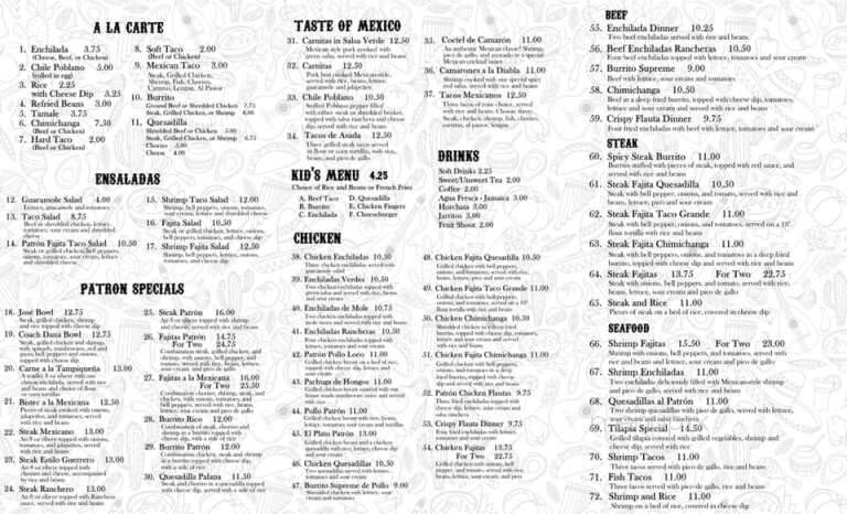 El Gran Patron Mexican Grill - Northport, AL menu_pic