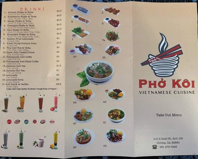 Pho Koi - Corona, CA menu_pic