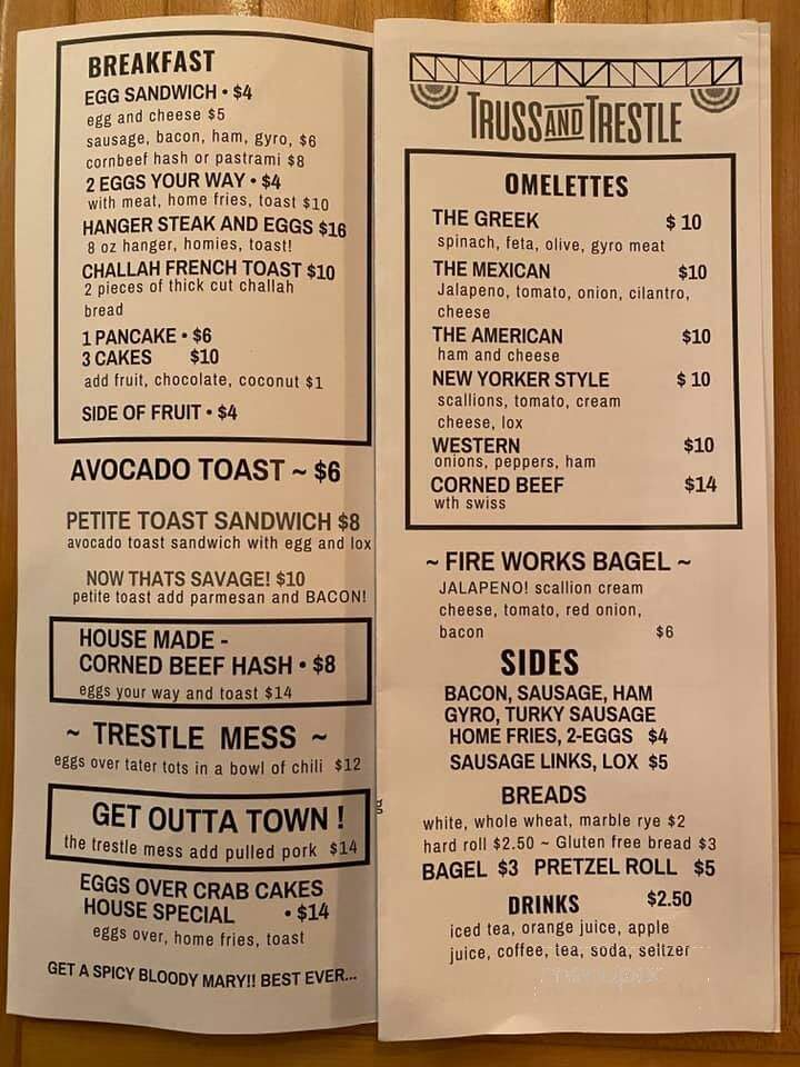 Truss and Trestle Diner - Rosendale, NY menu_pic