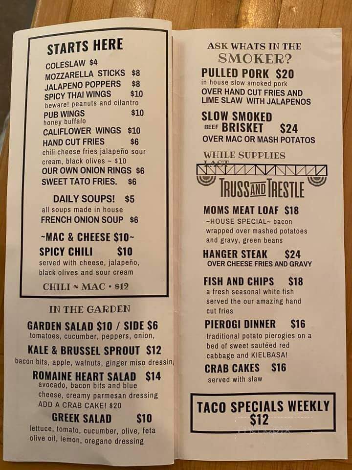 Truss and Trestle Diner - Rosendale, NY menu_pic