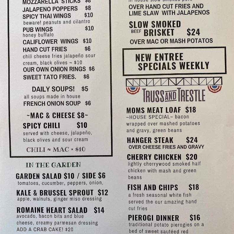 Truss and Trestle Diner - Rosendale, NY menu_pic