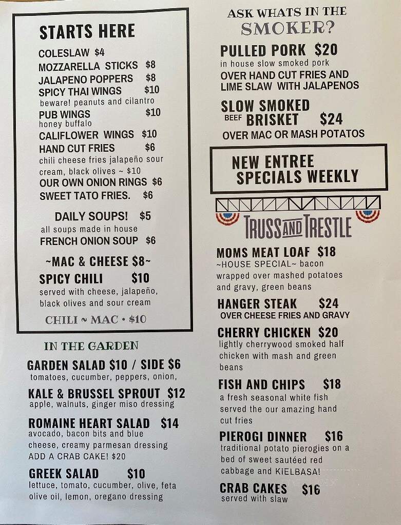 Truss and Trestle Diner - Rosendale, NY menu_pic