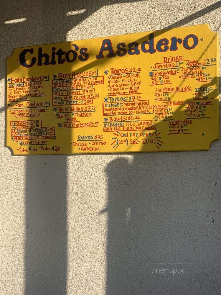 Chito's Asadero - Lindsay, CA menu_pic