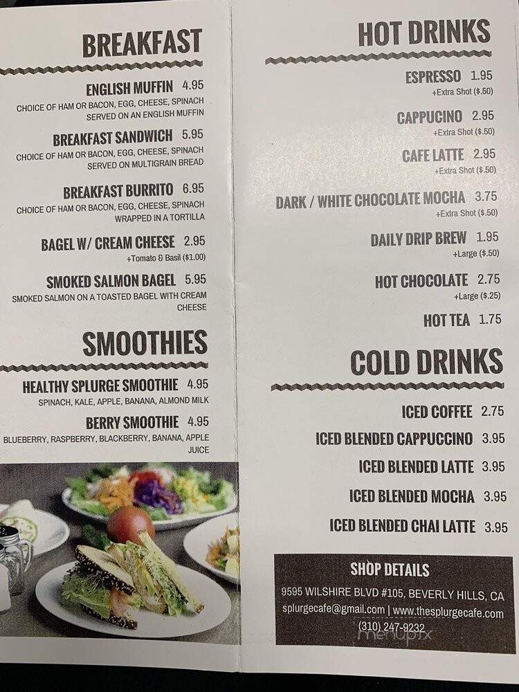 Splurge - Beverly Hills, CA menu_pic