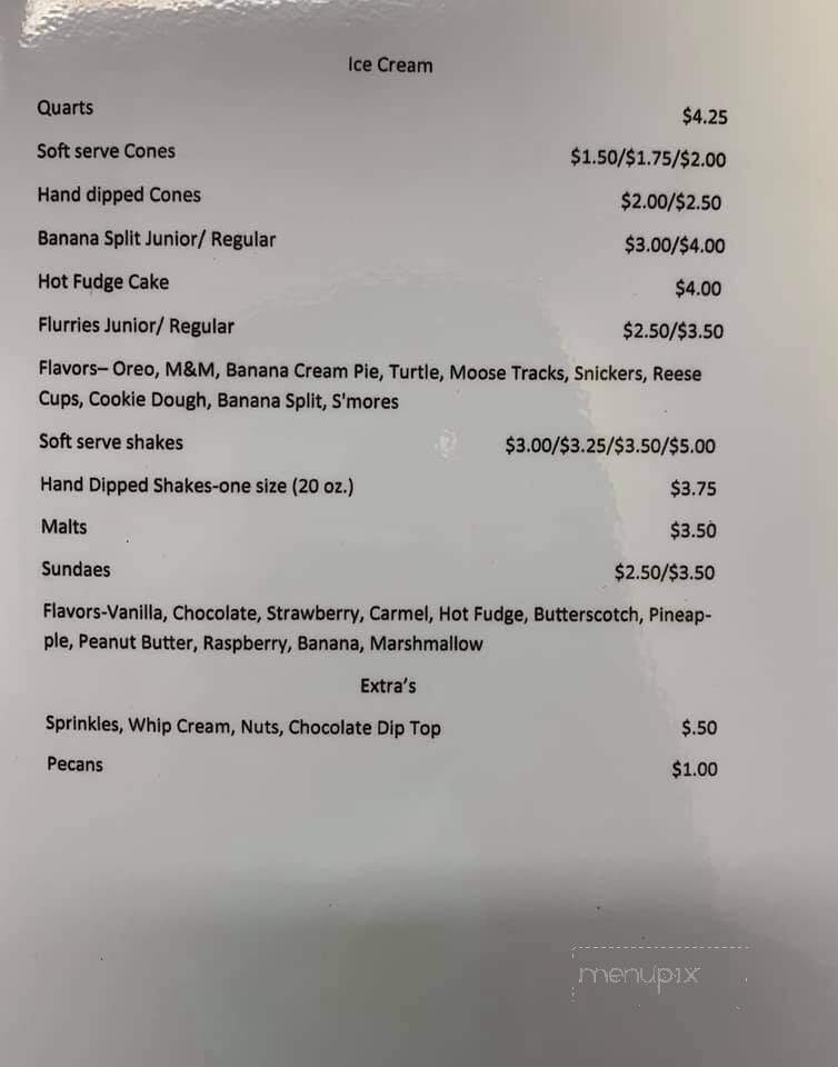 Locust Grove Dairy Bar - Peebles, OH menu_pic