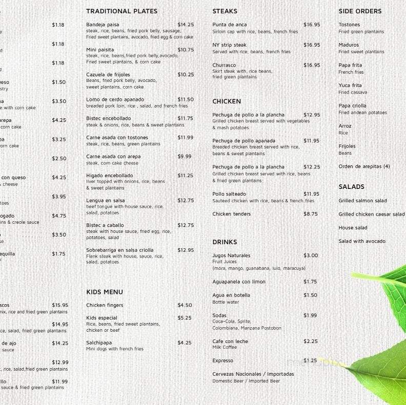 Colombia La Bella - Longwood, FL menu_pic