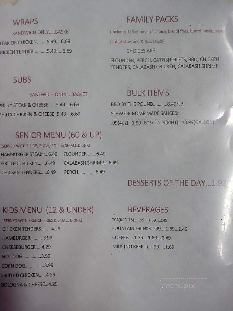Catsquare Family Restaurant - Vale, NC menu_pic