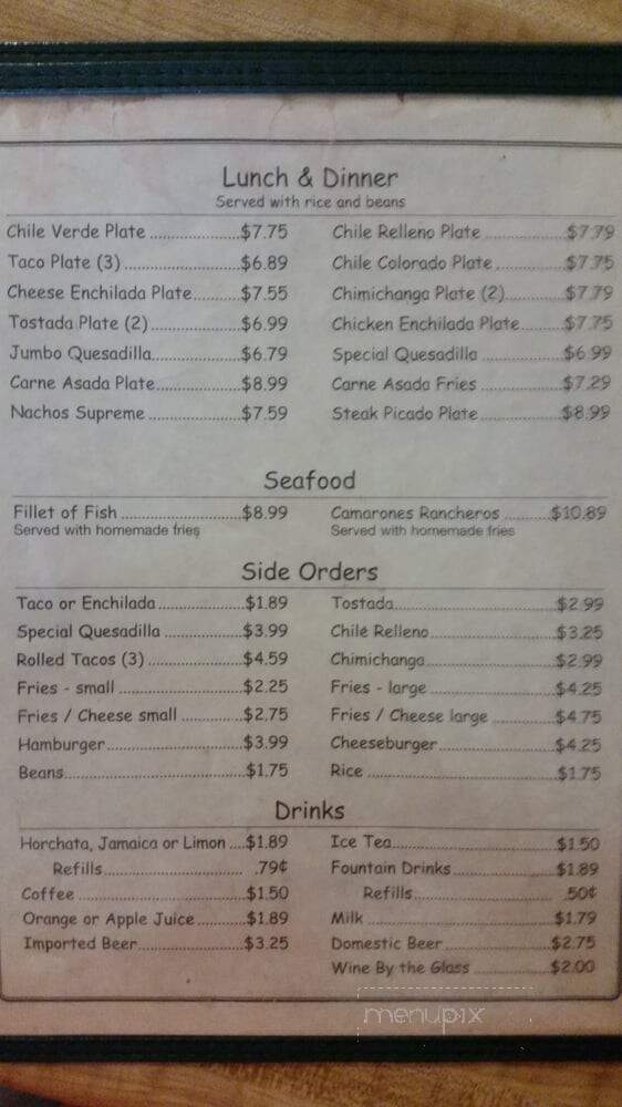 Archie's Place - Calipatria, CA menu_pic