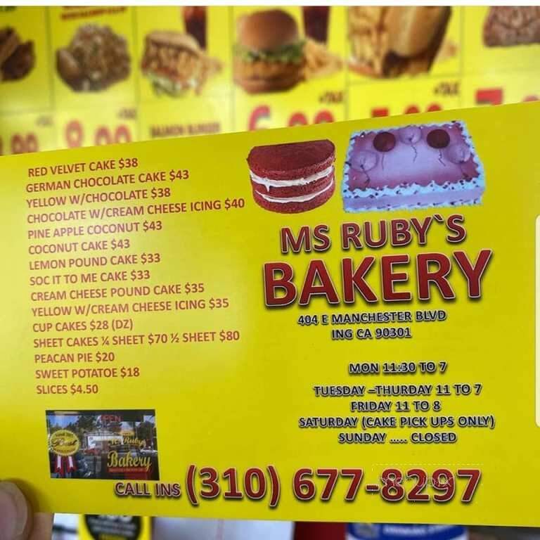 Ms Rubys Bakery - Inglewood, CA menu_pic