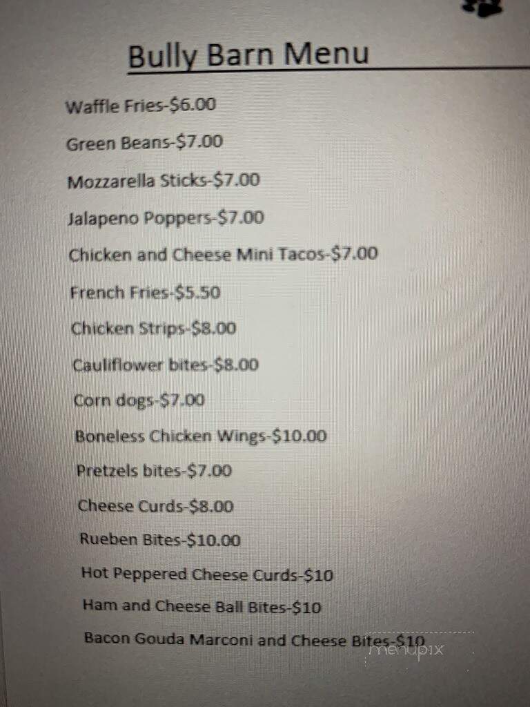 Barn - Park Rapids, MN menu_pic