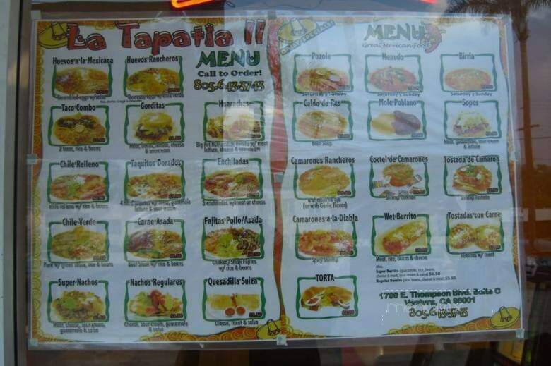 La Tapatia II - Ventura, CA menu_pic