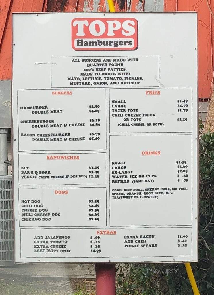Tops Choice Hamburgers - Pensacola, FL menu_pic