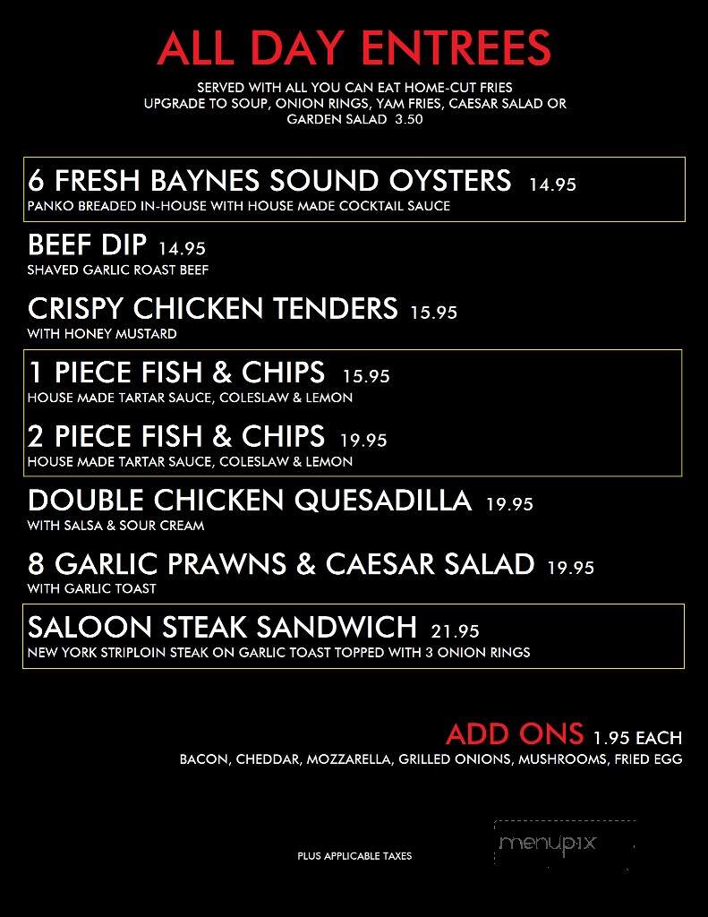 Highwayman Pub - Union Bay, BC menu_pic