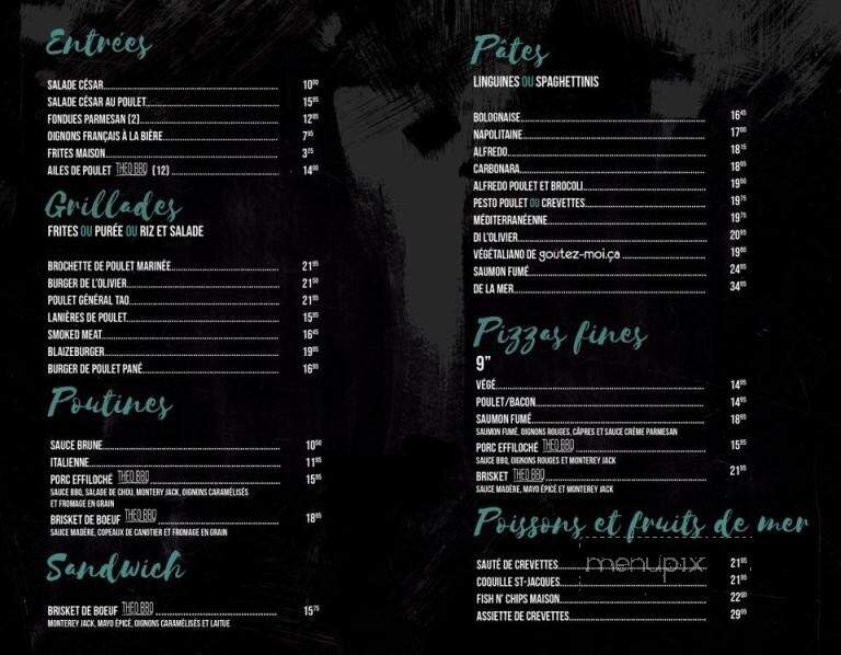 Resto L'Olivier - Montmagny, QC menu_pic