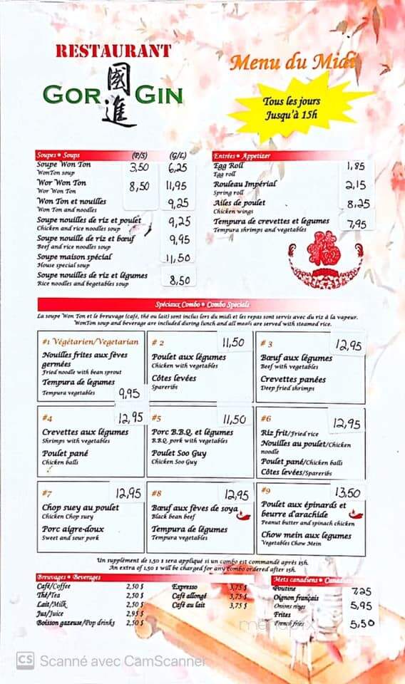 Restaurant Gorgin - Rimouski, QC menu_pic