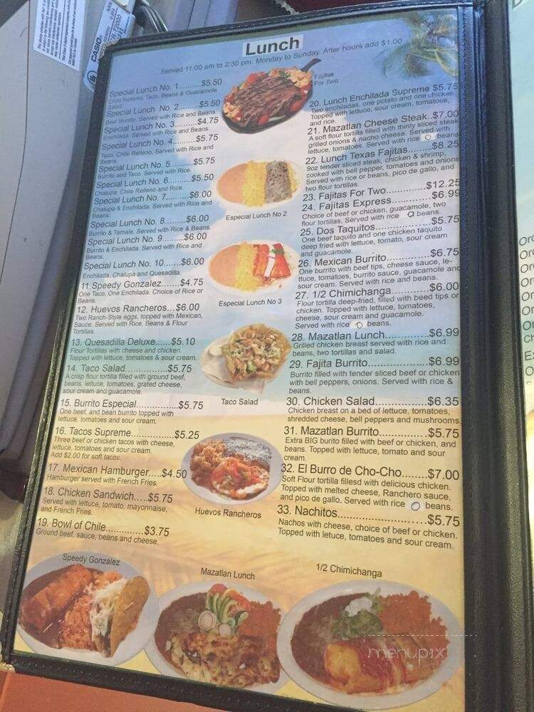 Mazatlan Mexican Restaurant - Williamston, NC menu_pic