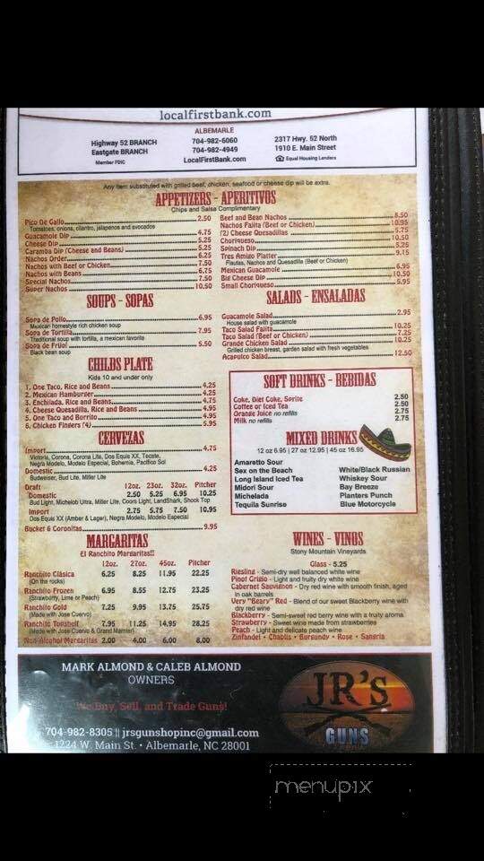 El Ranchito Restaurante - Albemarle, NC menu_pic