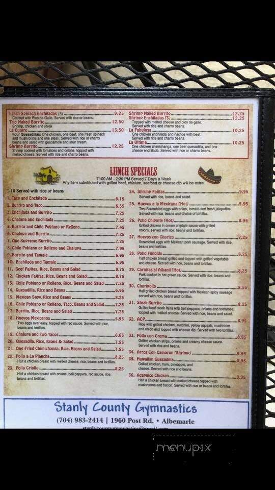 El Ranchito Restaurante - Albemarle, NC menu_pic