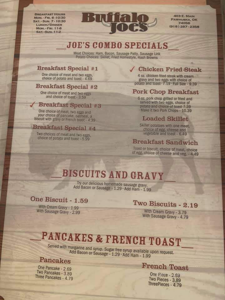 Buffalo Jo's - Pawhuska, OK menu_pic