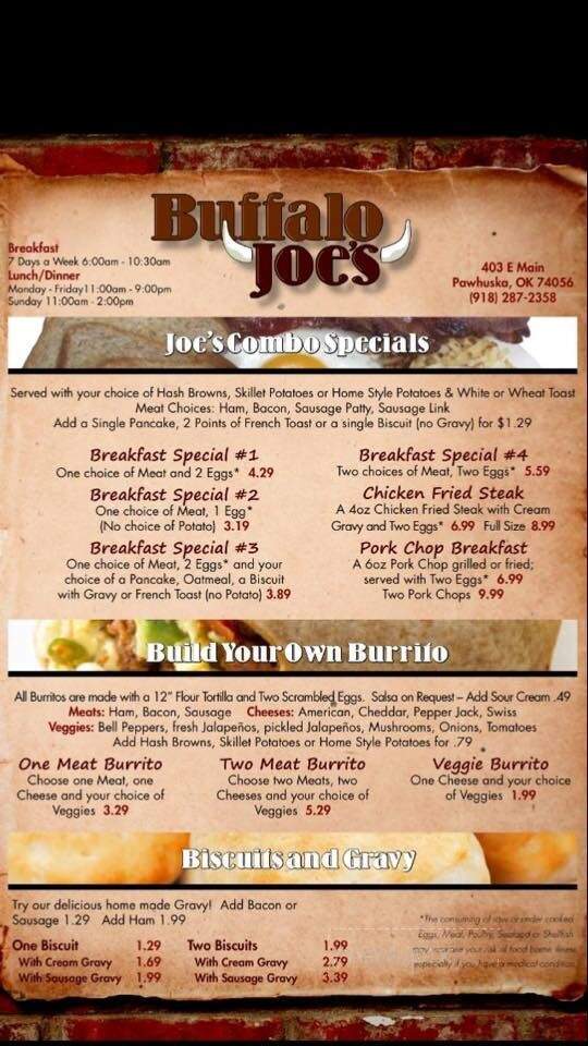 Buffalo Jo's - Pawhuska, OK menu_pic