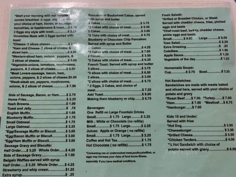 T J's Restaurant - Jones Mills, PA menu_pic