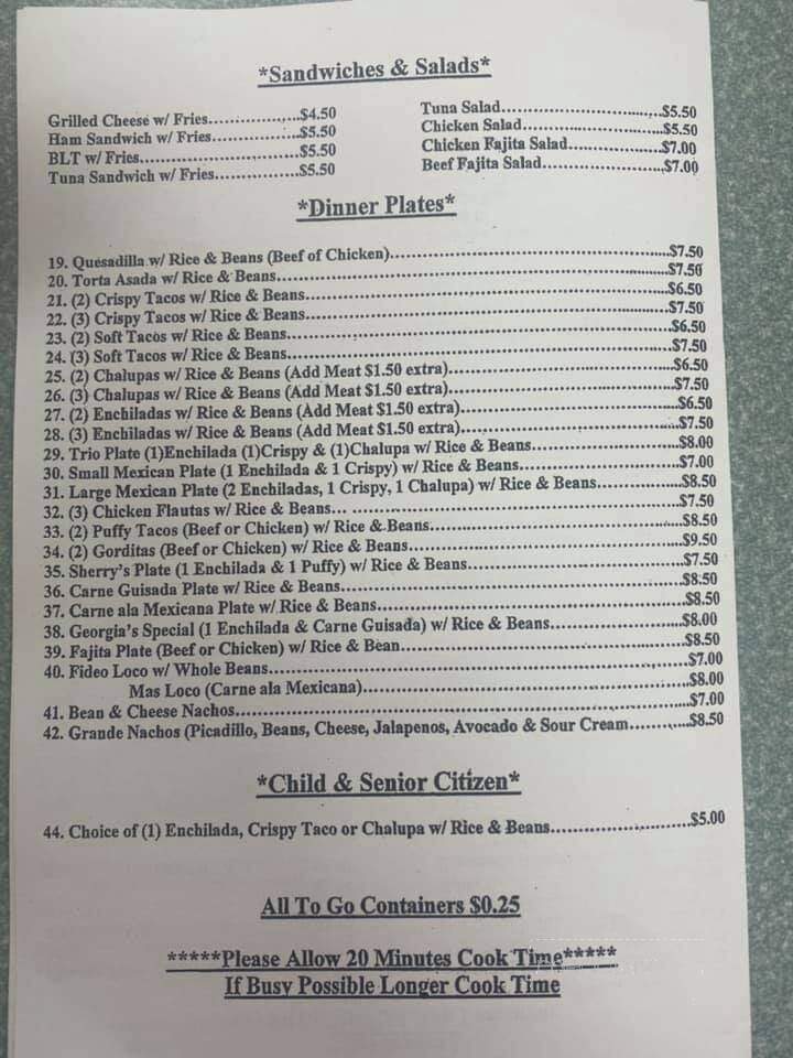 Georgia's Mexican Restaurant - San Antonio, TX menu_pic