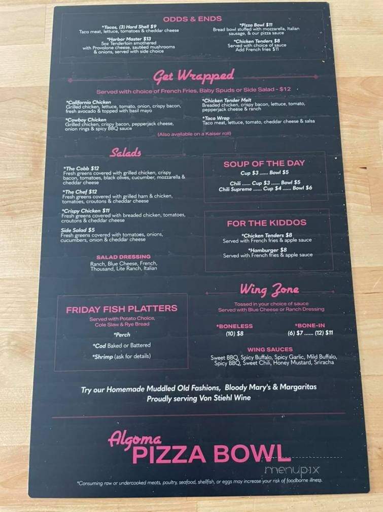 Algoma Pizza Bowl - Algoma, WI menu_pic