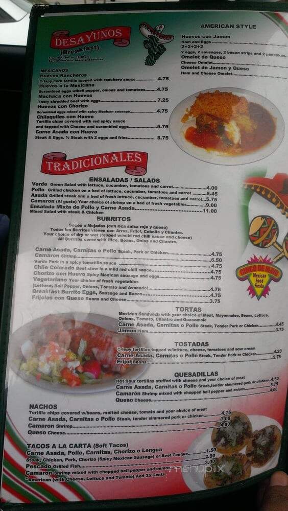 Cinco De Mayo - Long Beach, CA menu_pic