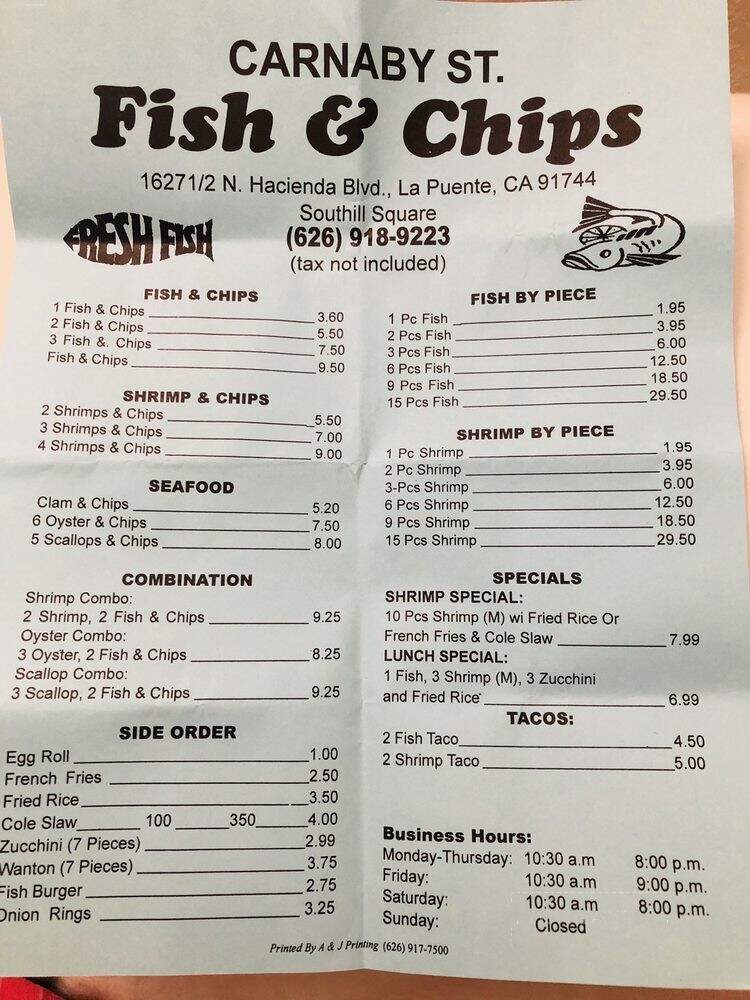 Carnaby Street Fish & Chips - La Puente, CA menu_pic