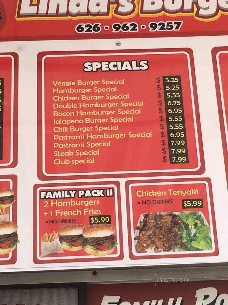 Linda's Burger - Baldwin Park, CA menu_pic
