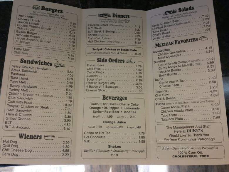 Duke's Charbroiler - Santa Ana, CA menu_pic