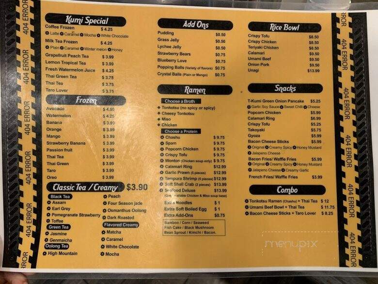 T-Kumi Ramen - Davis, CA menu_pic