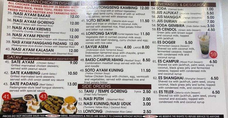 Indo Bistro - West Covina, CA menu_pic
