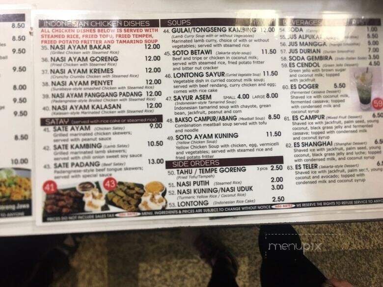 Indo Bistro - West Covina, CA menu_pic