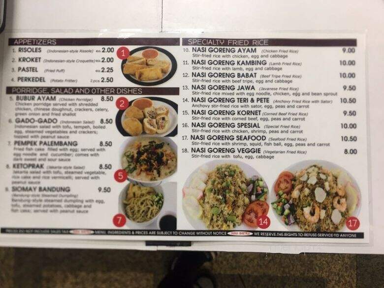 Indo Bistro - West Covina, CA menu_pic