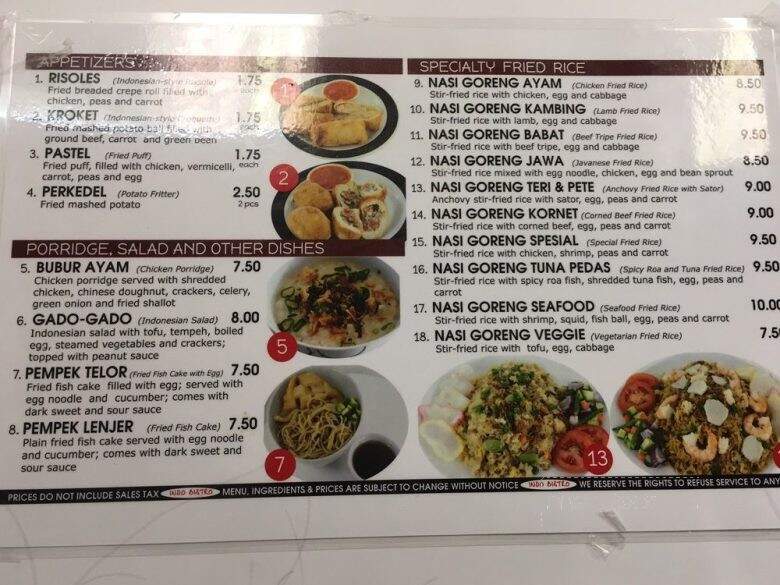 Indo Bistro - West Covina, CA menu_pic