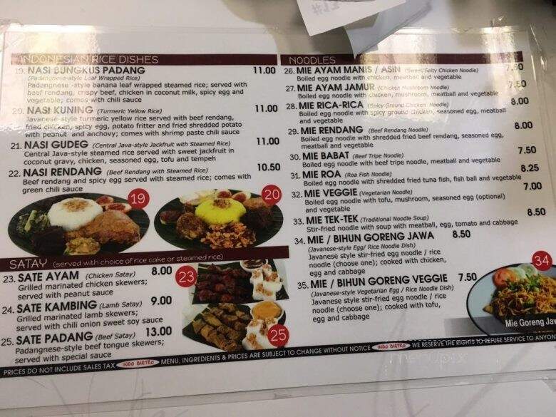 Indo Bistro - West Covina, CA menu_pic
