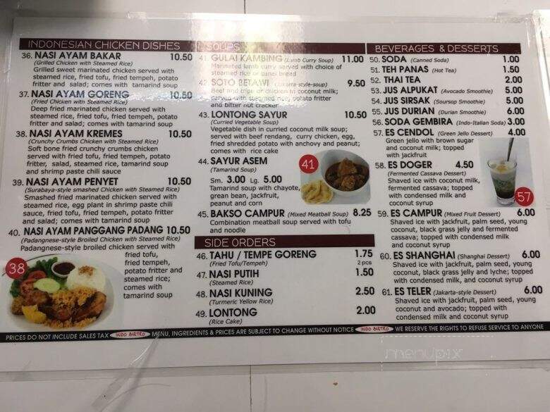 Indo Bistro - West Covina, CA menu_pic