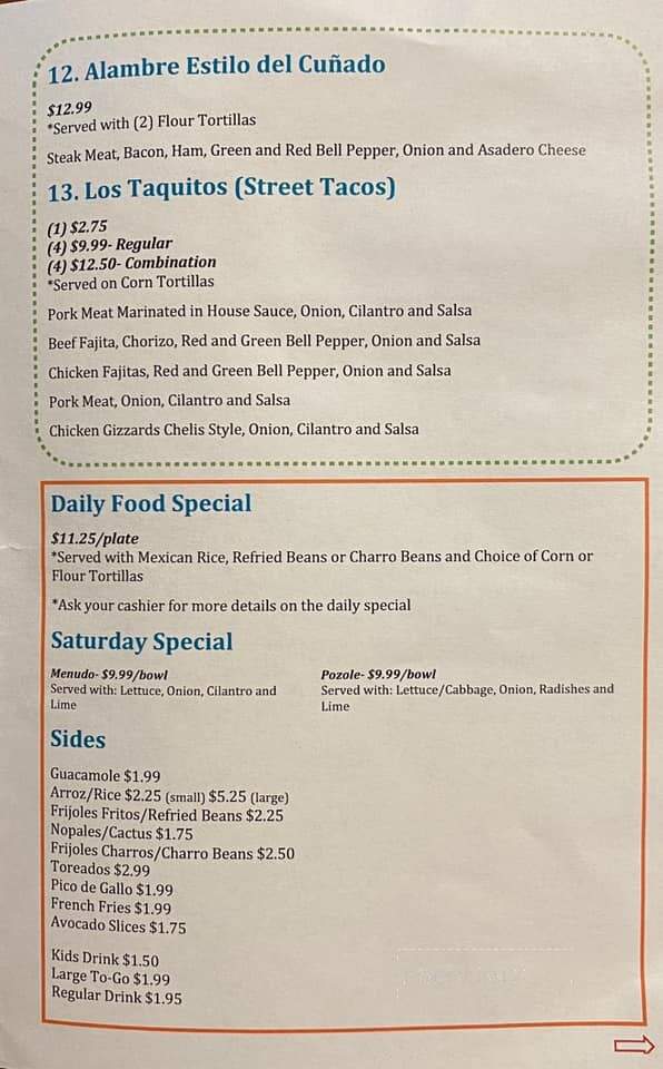 Chelis Mexican Food - Giddings, TX menu_pic
