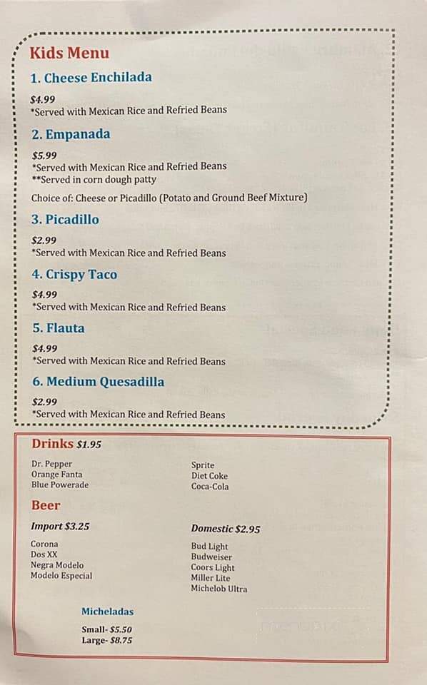Chelis Mexican Food - Giddings, TX menu_pic