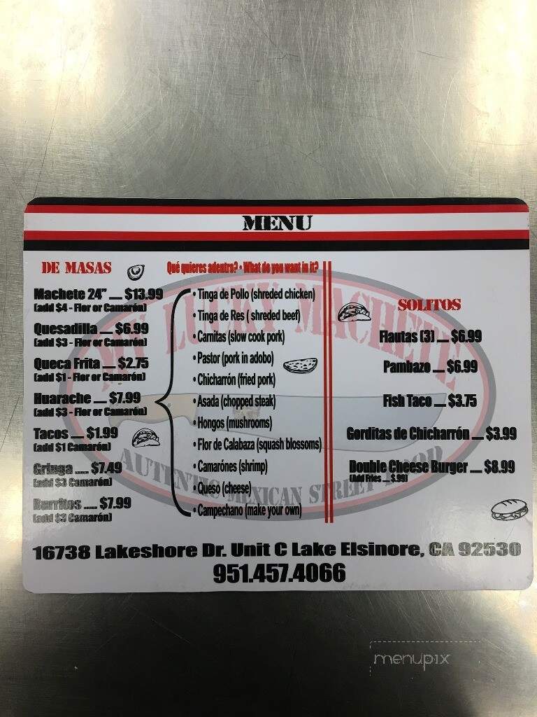 My Lucky Machete - Lake Elsinore, CA menu_pic