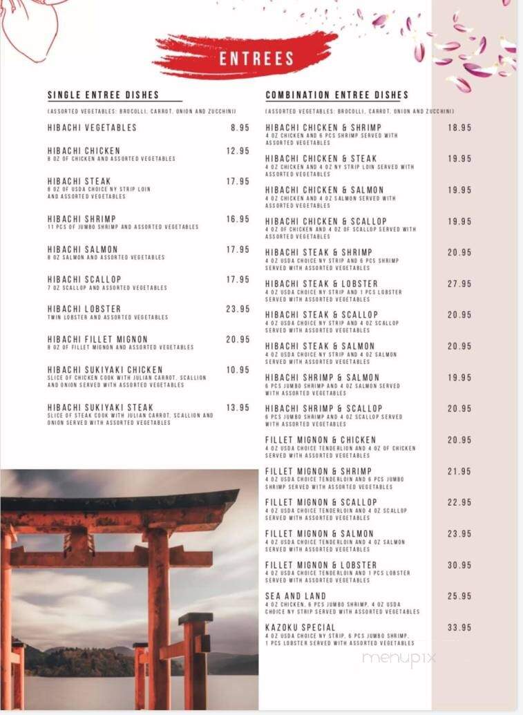 Kazoku Hibachi And Sushi Bar - Marshall, MO menu_pic
