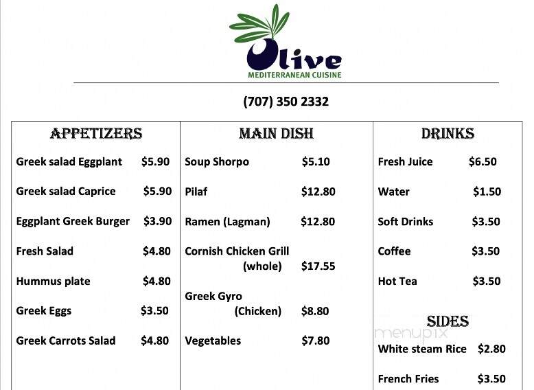 Olive - Lucerne, CA menu_pic